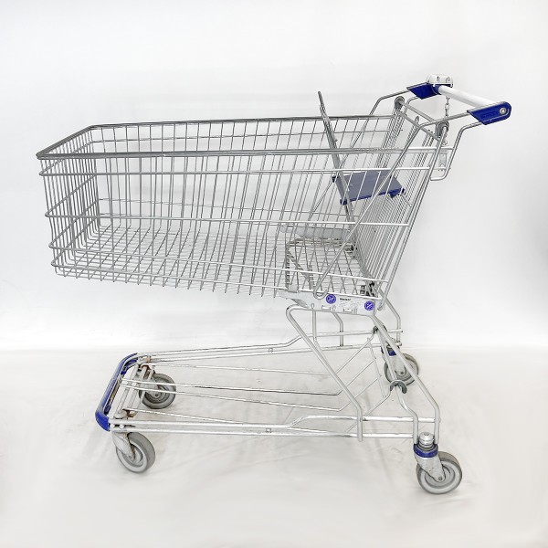 Shopping trolley WANZL D155RC - blue handle ends - deposit lock